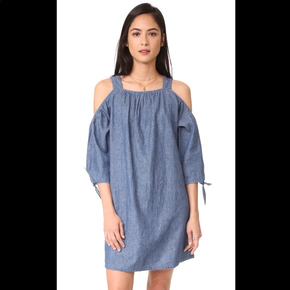 NWT Madewell Cold Shoulder Chambray Dress - Picture 3 of 7